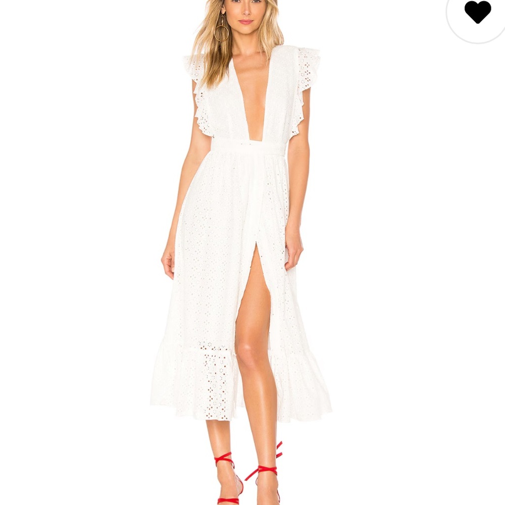 Majorelle White Lace Midi Dress